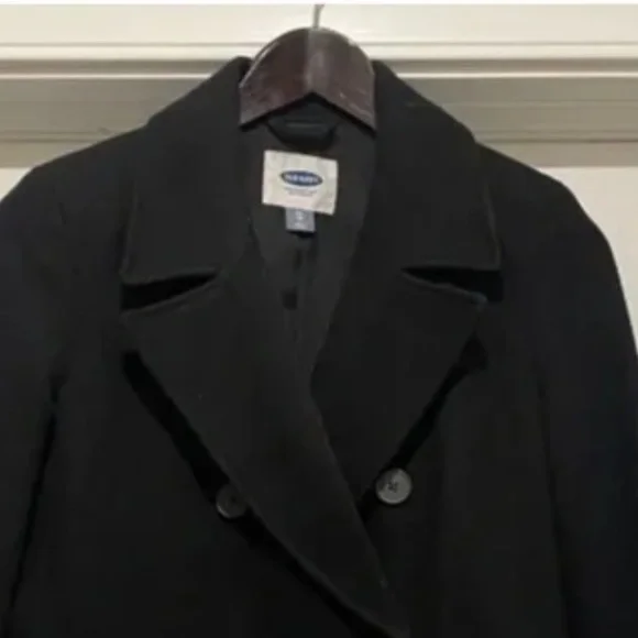 Black Wool Pea Coat - Picture 2 of 5